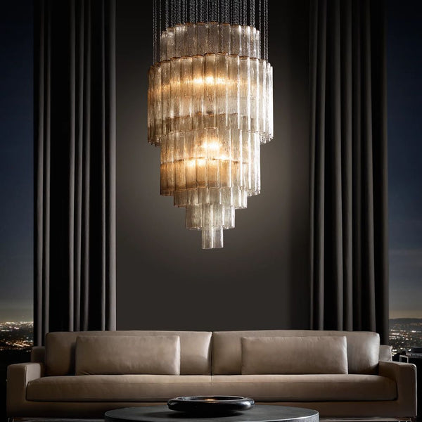 Serena Multi-Tier Round Glass Chandelier 24" 30"D