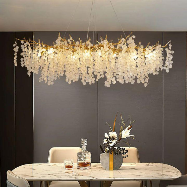 Shiro Branch Clear Crystal Brass Chandelier