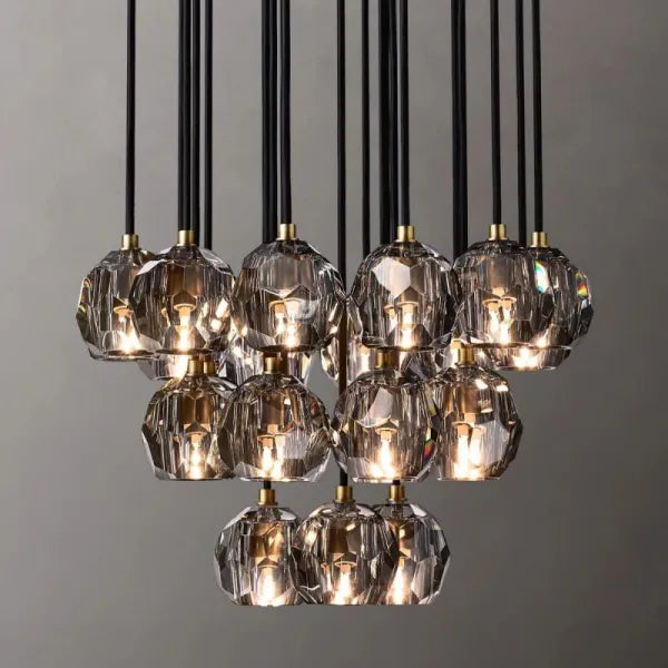 Bouble De  Crystal Round Cluster Chandelier 24"