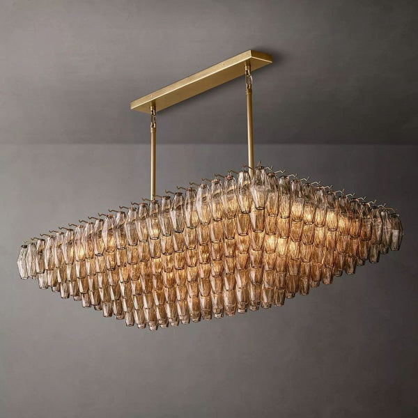 Chiaray Smoke Glass Tiered Rectangular Chandelier 54''