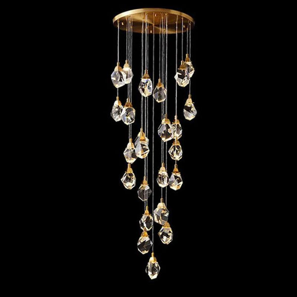 Eve Faceted Crystal Staircase Long Chandelier
