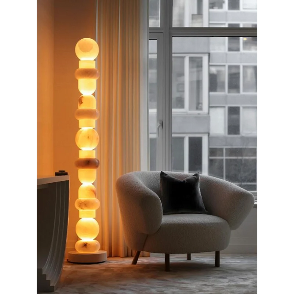 ALVERA ALABASTER COLUMN FLOOR LAMP 67"H