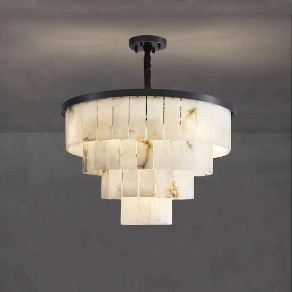 VEINA BLACK COPPER ALABASTER CHANDELIER 18" 24" 31" 43"H