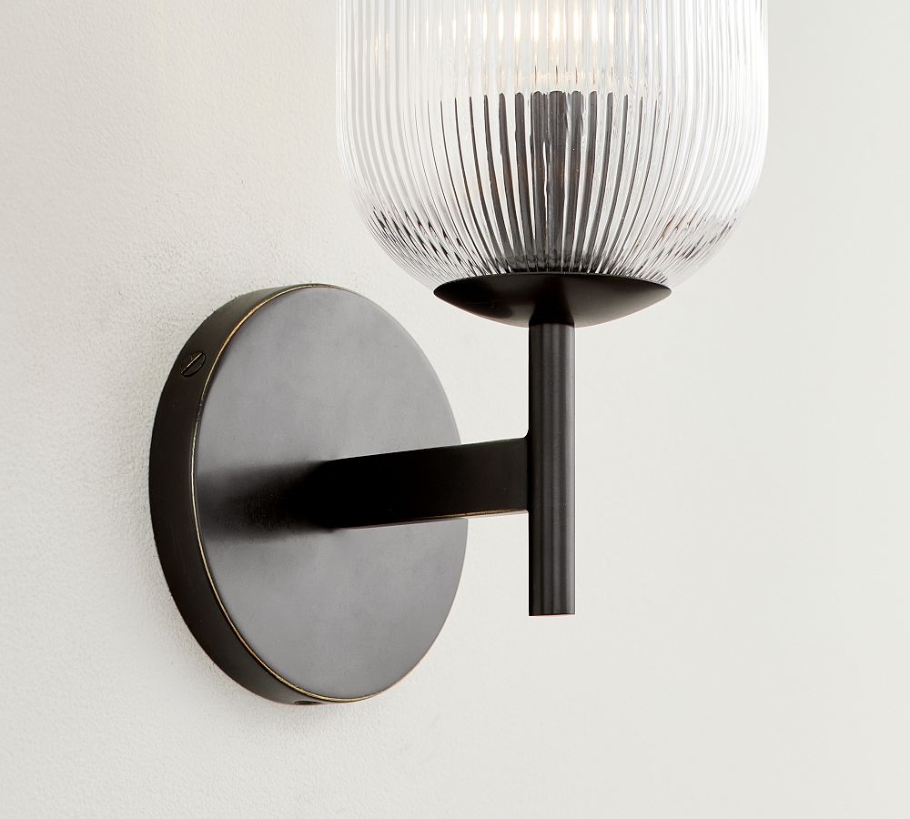 Cooper Ribbed Glass Sconce (9")