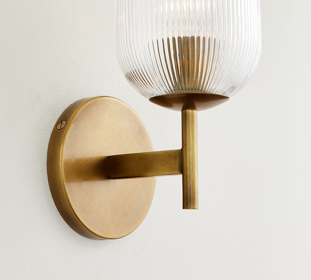 Cooper Ribbed Glass Sconce (9")
