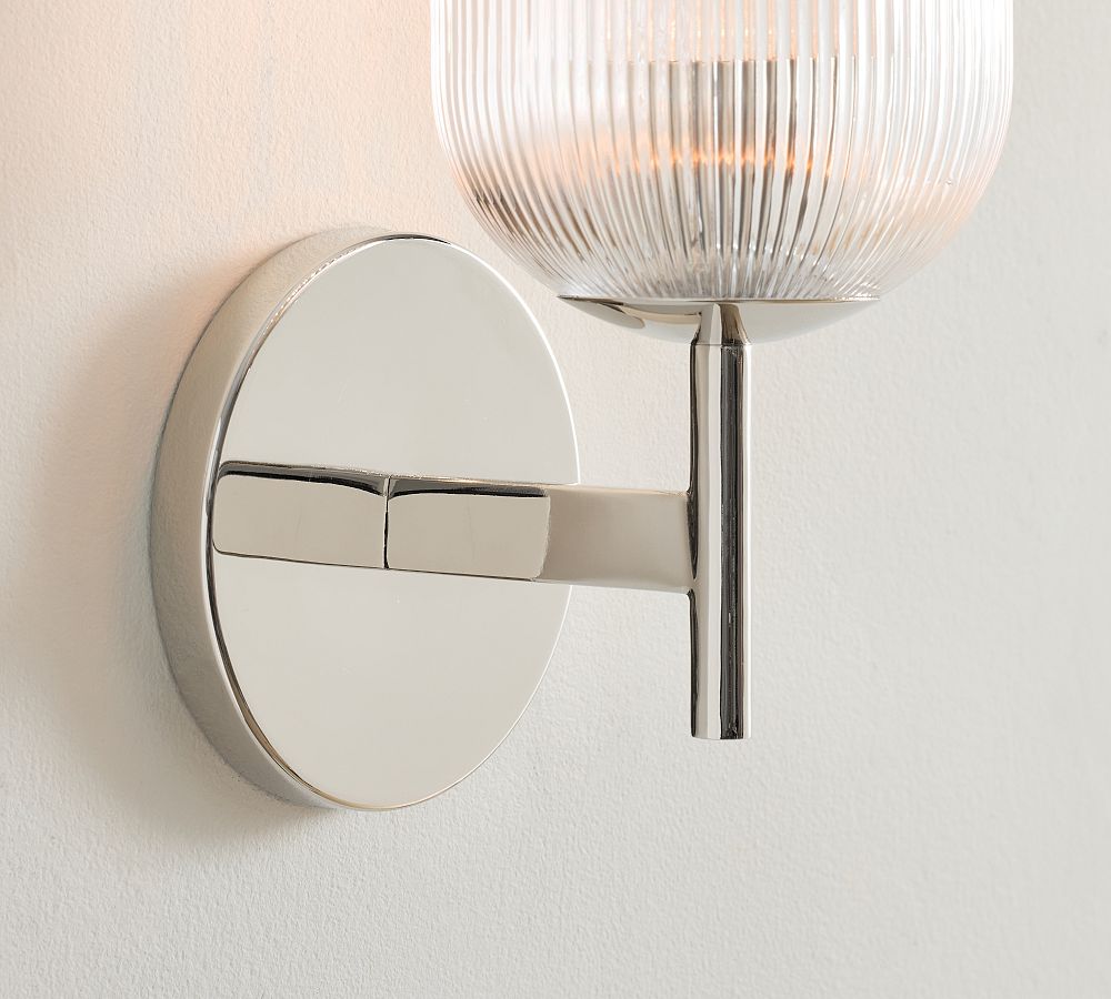 Cooper Ribbed Glass Sconce (9")