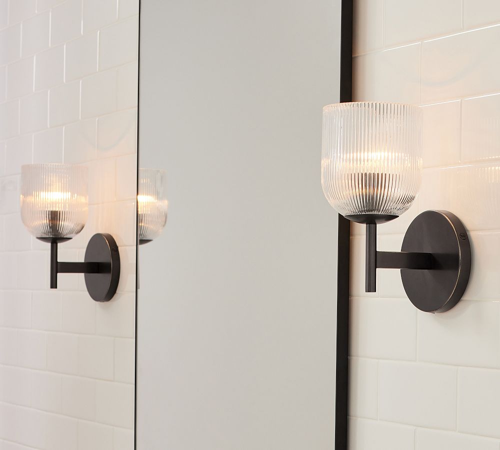 Cooper Ribbed Glass Sconce (9")