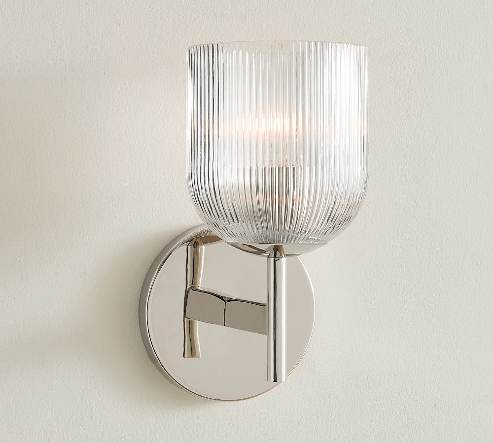 Cooper Ribbed Glass Sconce (9")