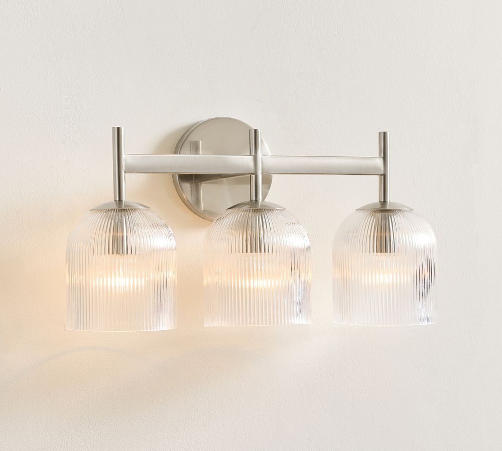 Cooper Ribbed Glass Triple Sconce (17")