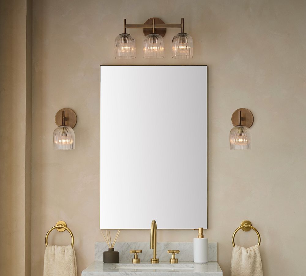 Cooper Ribbed Glass Triple Sconce (17")