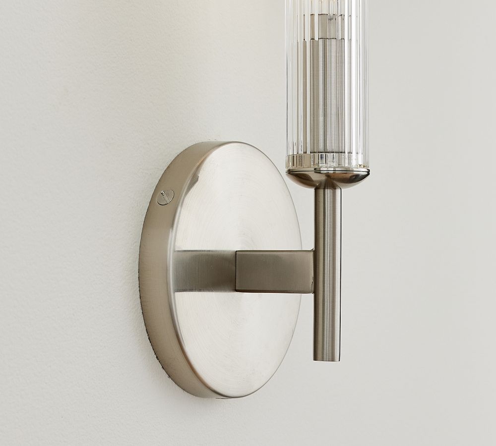 Cooper Ribbed Glass Tube Sconce (13")