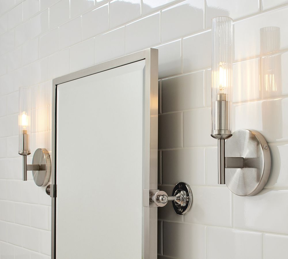 Cooper Ribbed Glass Tube Sconce (13")