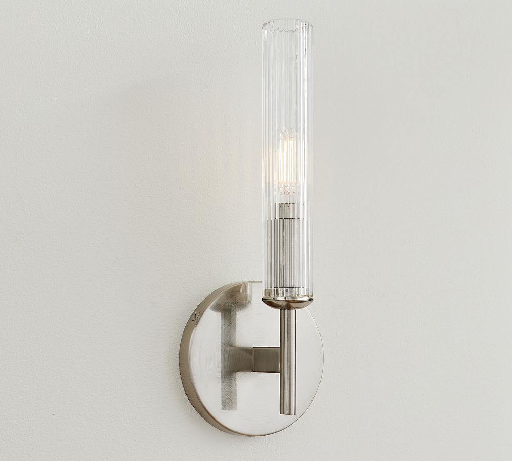 Cooper Ribbed Glass Tube Sconce (13")