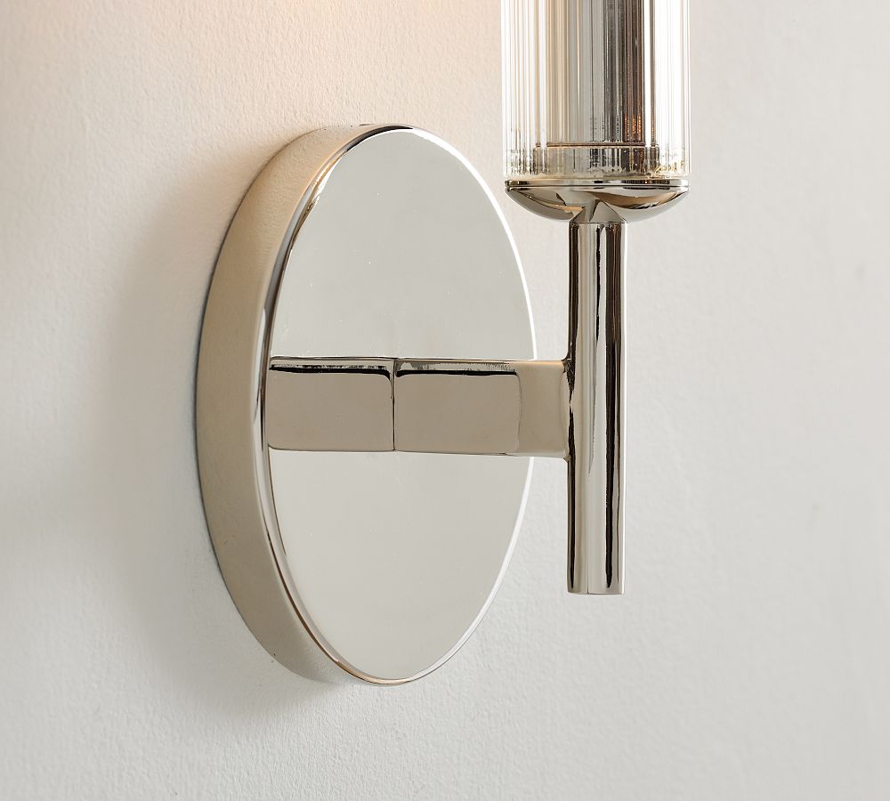 Cooper Ribbed Glass Tube Sconce (13")