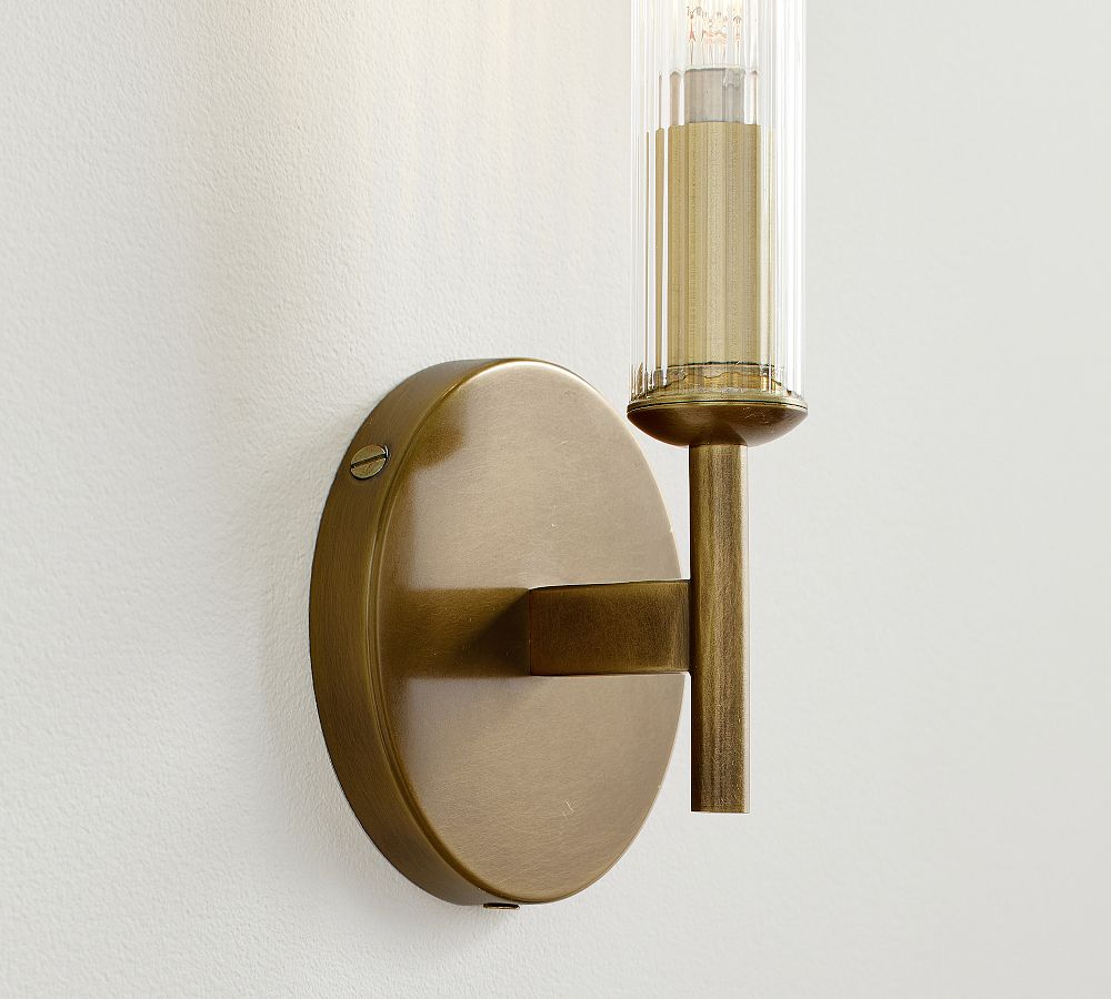 Cooper Ribbed Glass Tube Sconce (13")