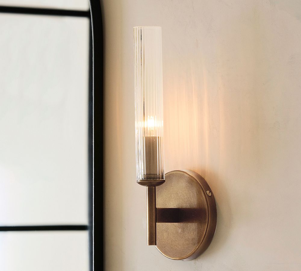 Cooper Ribbed Glass Tube Sconce (13")