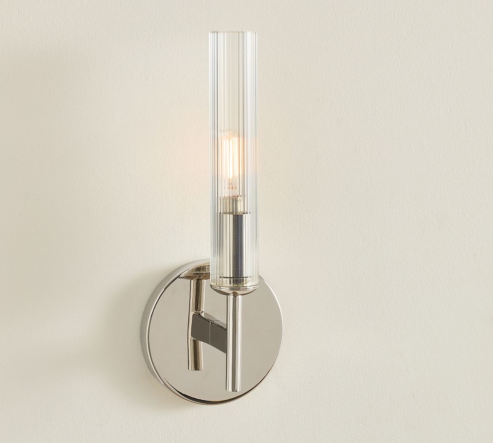Cooper Ribbed Glass Tube Sconce (13")