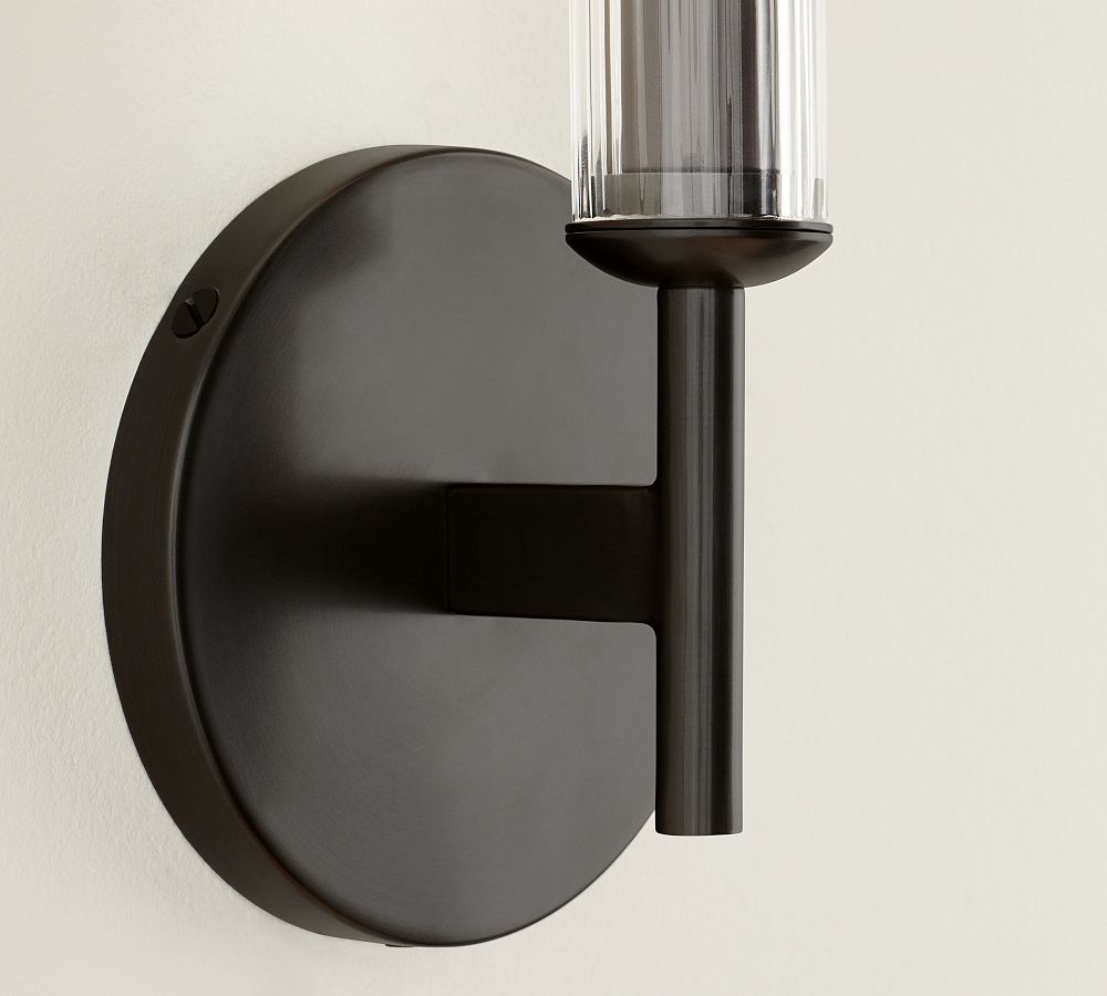 Cooper Ribbed Glass Tube Sconce (13")