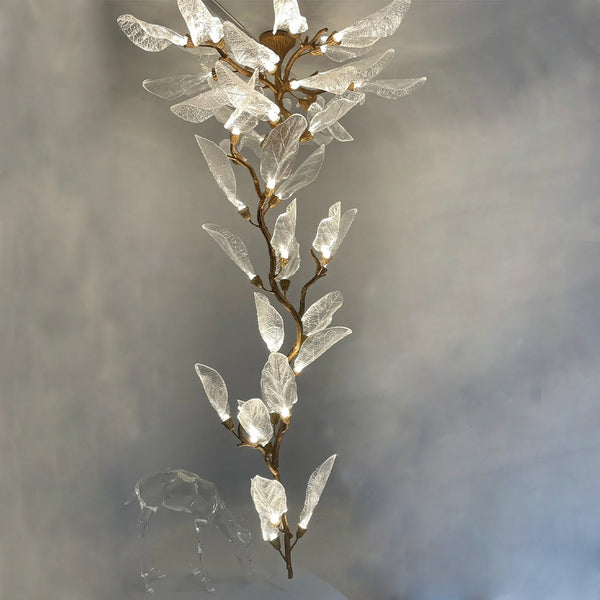Artistic Bionic Resin Leaves Branch Chandelier