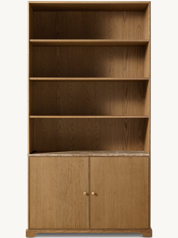 Genevieve Emperador Reeded Sideboard & Hutch