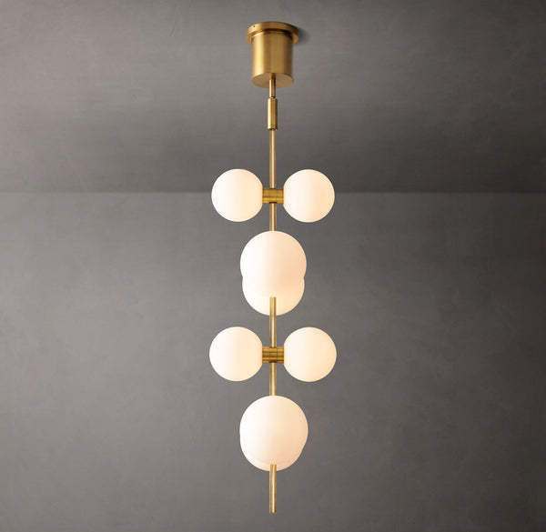 Modern Milk Glass Globes Rail Pendant 36''H