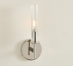 Cooper Ribbed Glass Tube Sconce (13")
