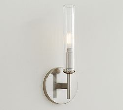 Cooper Ribbed Glass Tube Sconce (13")