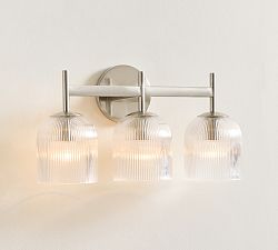 Cooper Ribbed Glass Triple Sconce (17")