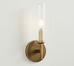Cooper Ribbed Glass Tube Sconce (13")