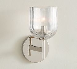 Cooper Ribbed Glass Sconce (9")