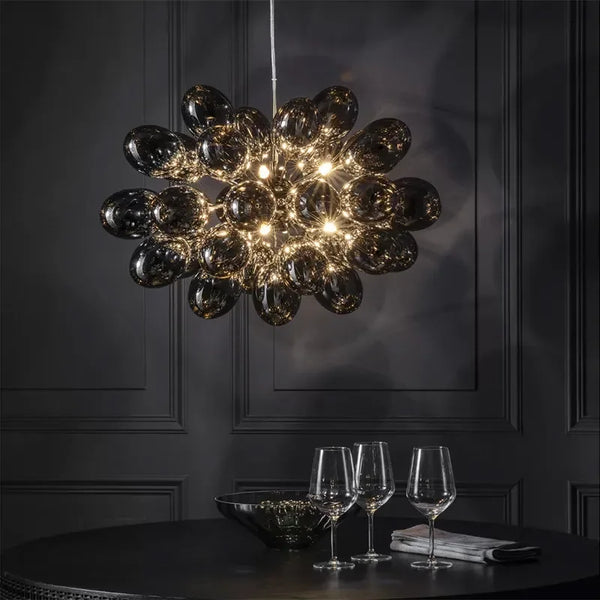 NOIRA BLACK GRAPE GLASS CHANDELIER 15.9" 23.6" 31.5"D