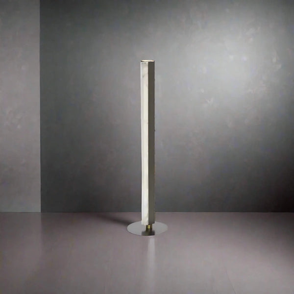 LUSTRA MINIMALIST ALABASTER & BRONZE FLOOR LAMP 48"H