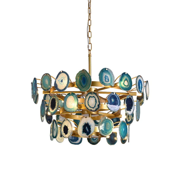 ETERNA NATURAL GREEN AGATE CHANDELIER 23'' 27''D