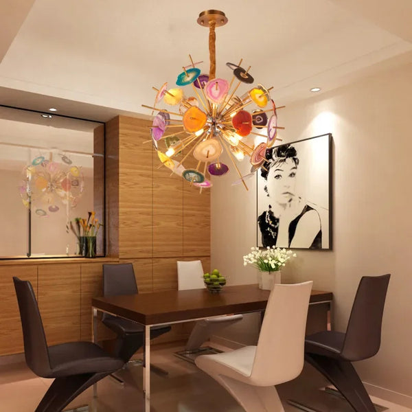 RADIANCE POSTMODERN COLORFUL AGATE PENDANT LAMP 23.6" 31.5"D