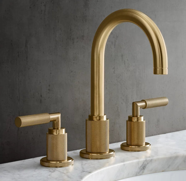 Lambeth Knurled Lever-Handle 8" Widespread Gooseneck Faucet