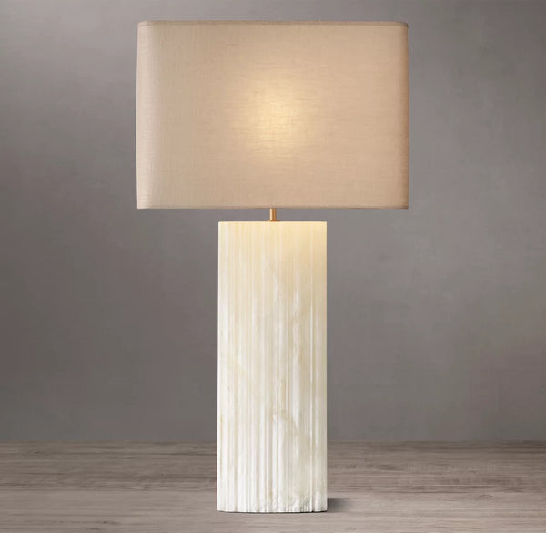 Tallado Alabaster Convex Table Lamp