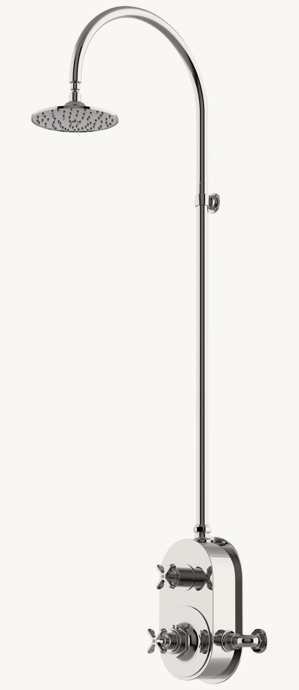 Waterworks Henry Exposed Thermostatic Shower System With 8" Shower Head And Metal Cross Handle