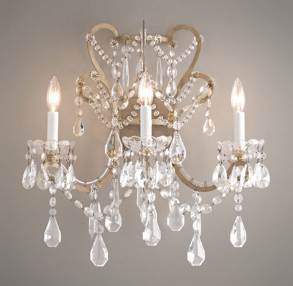 Manor Court Crystal 3-Arm Sconce