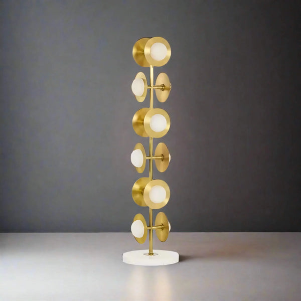 BRANZA SCULPTURAL ALABASTER BRASS FLOOR LAMP 58"H