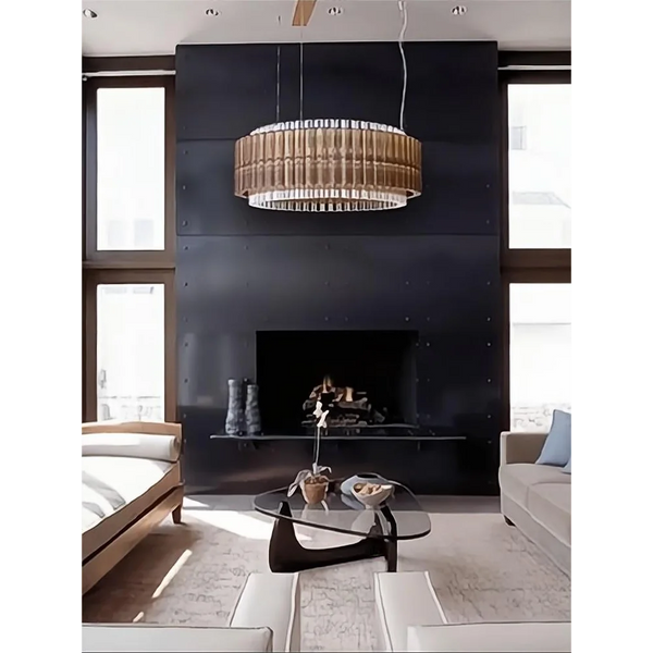 NOVRA SMOKED GLASS DRUM CHANDELIER 27.6" 35.4" 43.3"D